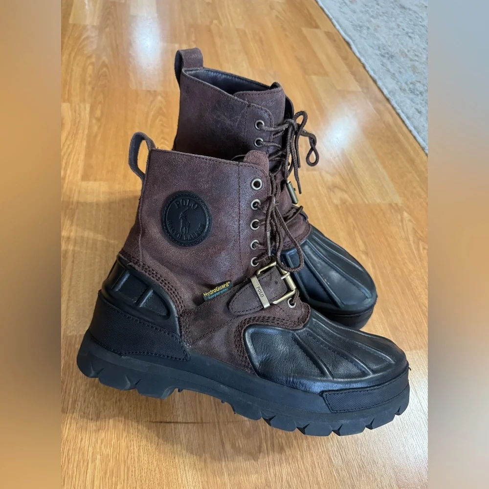 Polo Ralph Lauren Oslo High BT WP Brown/Black Waterproof Boots Men’s Size 10.5D